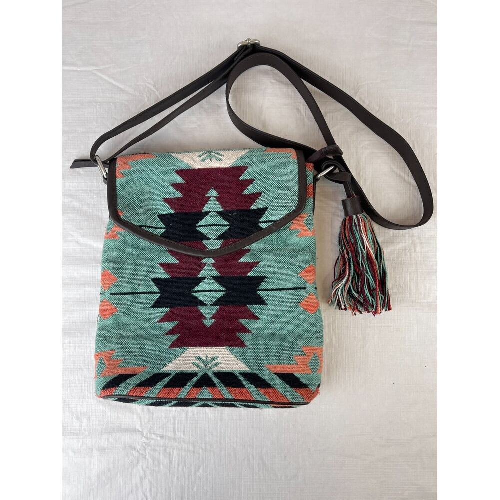Nocona Western Tapestry Purse crossbody Bag Southwestern Teal